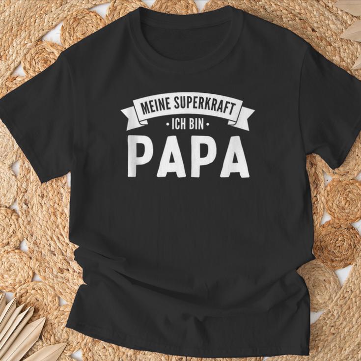 Herren Meine Superkraft Ich Bin Papa T-Shirt Geschenke für alte Männer