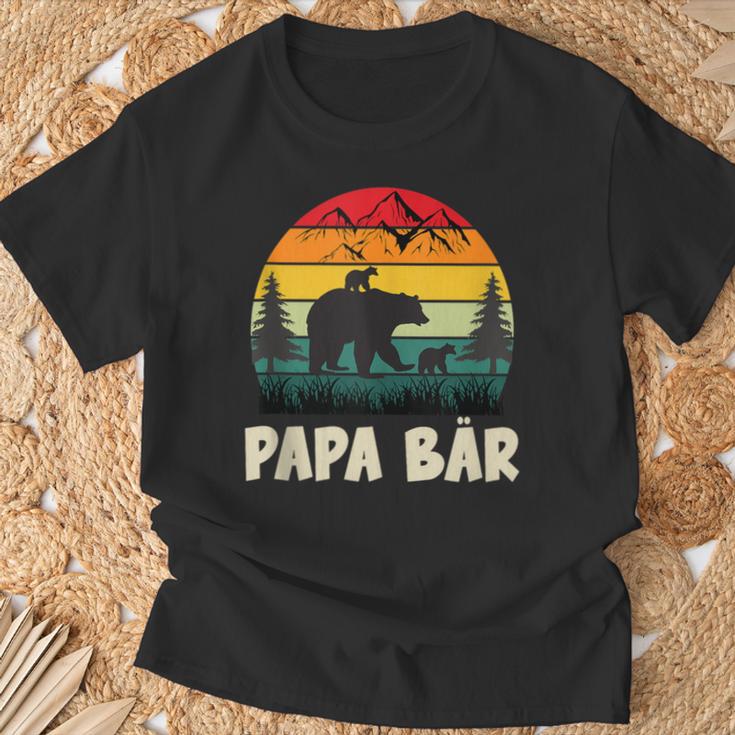 Herren Papa Bär Mit Zwillingenatertag Retroater & Opa Geschenk T-Shirt Geschenke für alte Männer