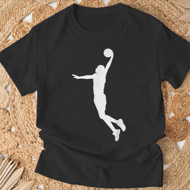 Herren T-Shirt mit Basketball-Silhouetten-Design in Schwarz, Sportliches Tee Geschenke für alte Männer