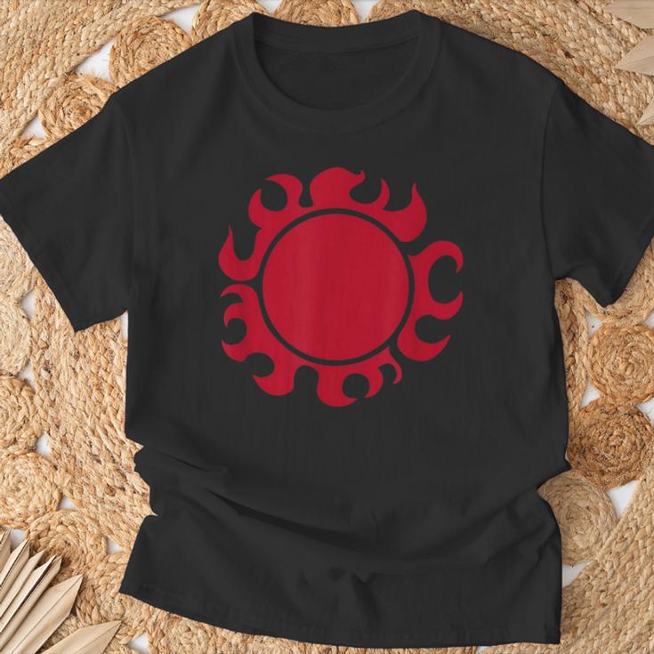 Herren T-Shirt Rotes Tribal-Sonnenmotiv, Grafiktee Schwarz Geschenke für alte Männer