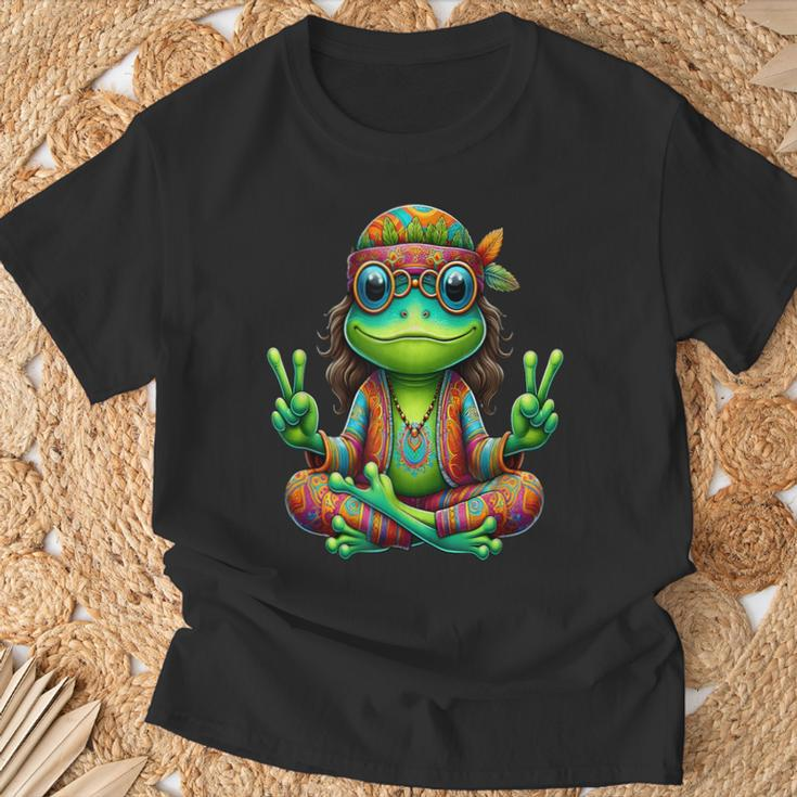 Hippie Blume Frieden Seele Liebe Frosch T-Shirt Geschenke für alte Männer