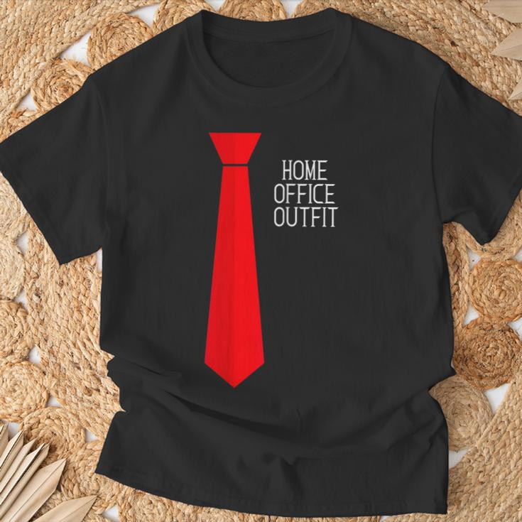 Home Office Outfit Red Tie Telecommute Working From Home T-Shirt Gifts for Old Men