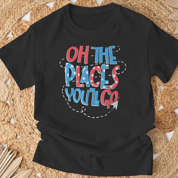 Hot Air Balloon Oh The Places You’Ll Go When You Read T-Shirt Gifts for Old Men