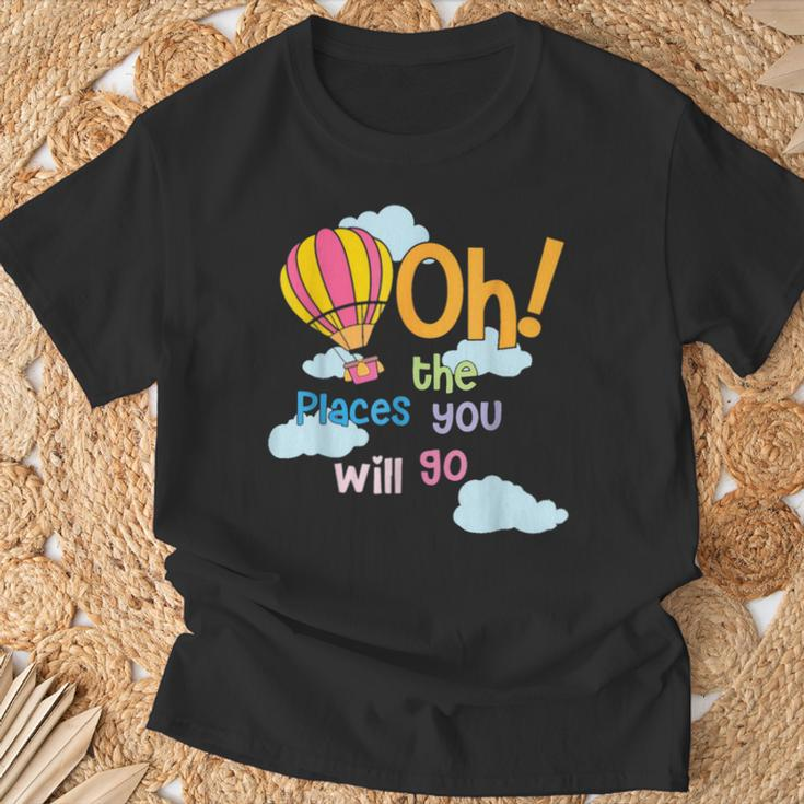 Hot Air Balloon Oh The Places You’Ll Go When You Read T-Shirt Gifts for Old Men