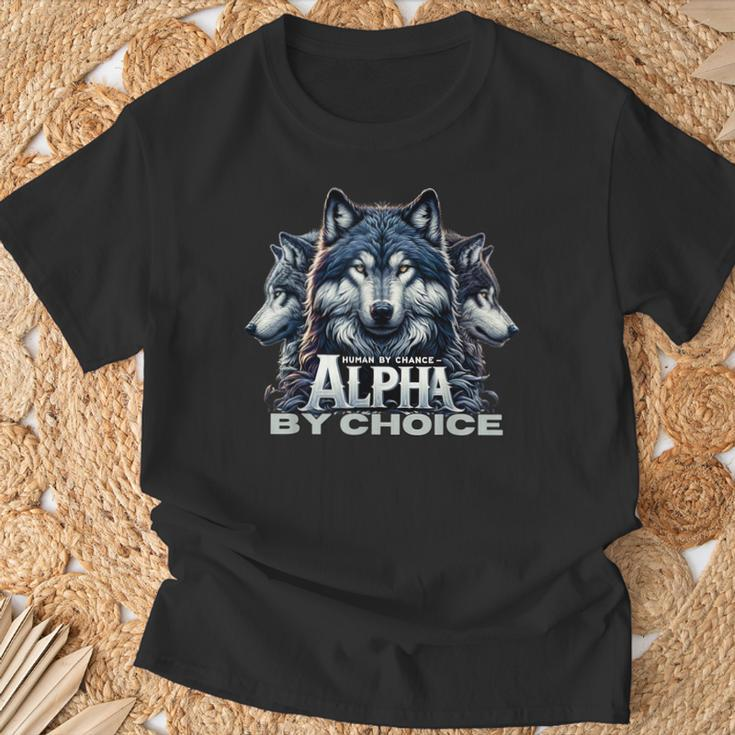 Human By Chance Alpha By Choice Cool Alpha Wolf Women T-Shirt Gifts for Old Men