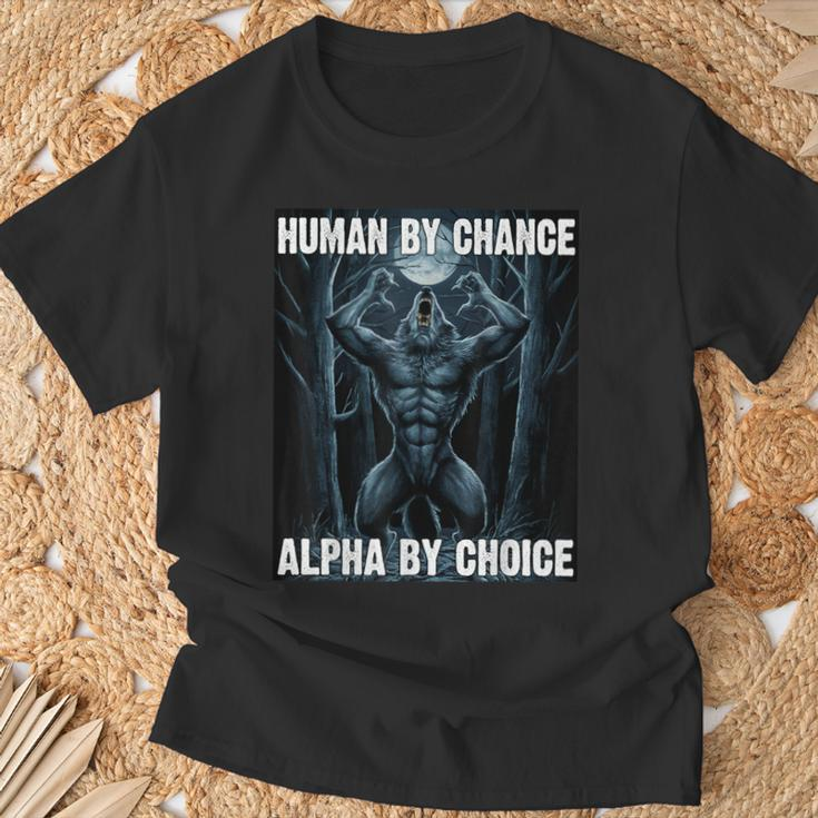Human By Chance Alpha By Choice Alpha Wolf Women T-Shirt Gifts for Old Men