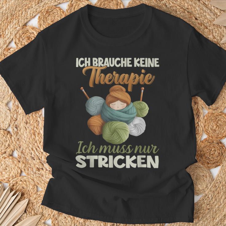 Ich Brauche Keine Therapie Ich Muss Nur Stricken T-Shirt Geschenke für alte Männer