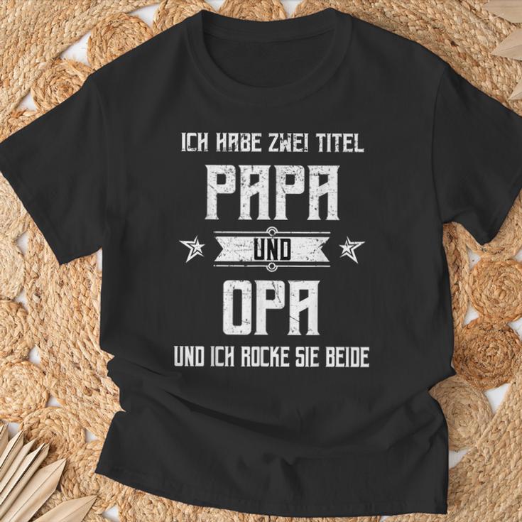 Ich Habe Zwei Titel Papa Und Opa Und Rocke Both T-Shirt Geschenke für alte Männer