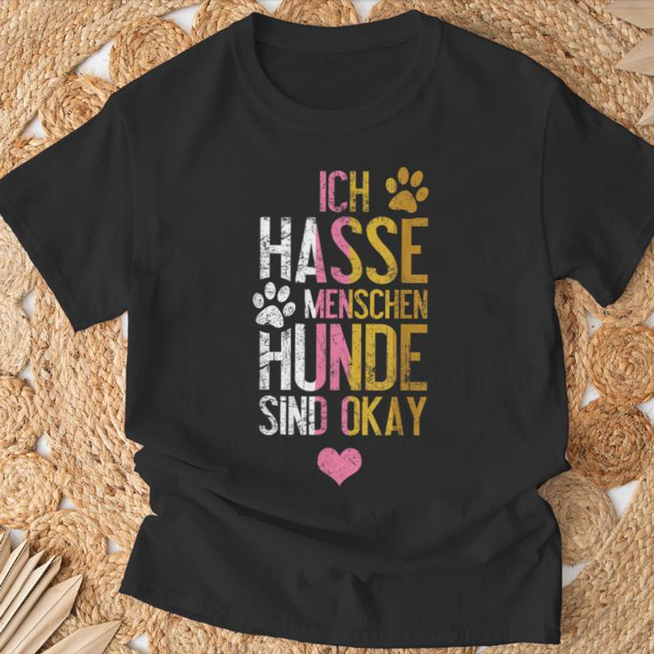 Ich Hasse Menschen Hunde Sind Ok Heart Vintage S T-Shirt Geschenke für alte Männer