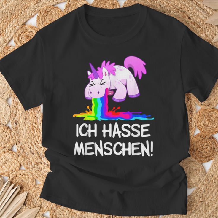 Ich Hasse Menschen Kotzendes Einhorn Unicorn Fun T-Shirt Geschenke für alte Männer