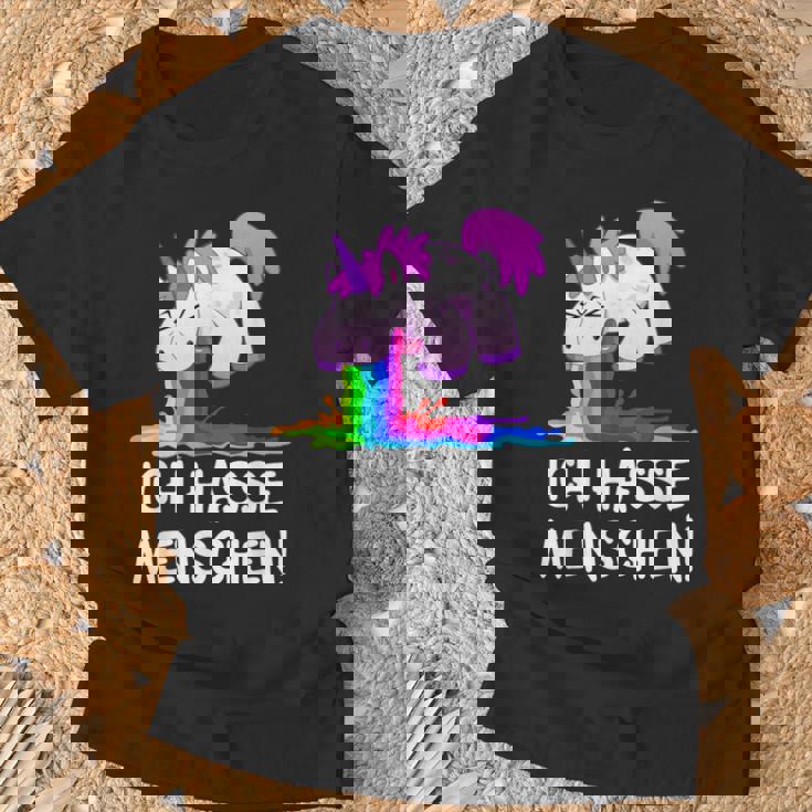 Ich Hasse Menschen Kotzendes Einhorn Unicorn Fun T-Shirt Geschenke für alte Männer