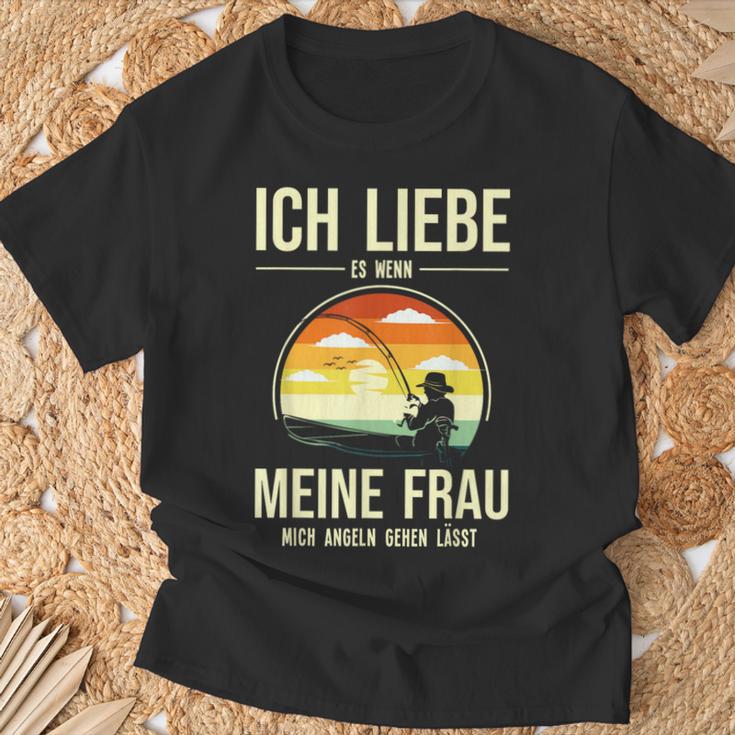 Ich Liebe Es Wenn Meine Frau Mich Fischnläst Carp Fishing T-Shirt Geschenke für alte Männer