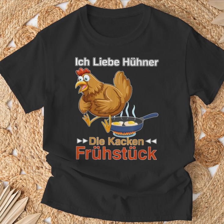 Ich Liebe Hühner Die Kacken Breakfast German Language T-Shirt Geschenke für alte Männer