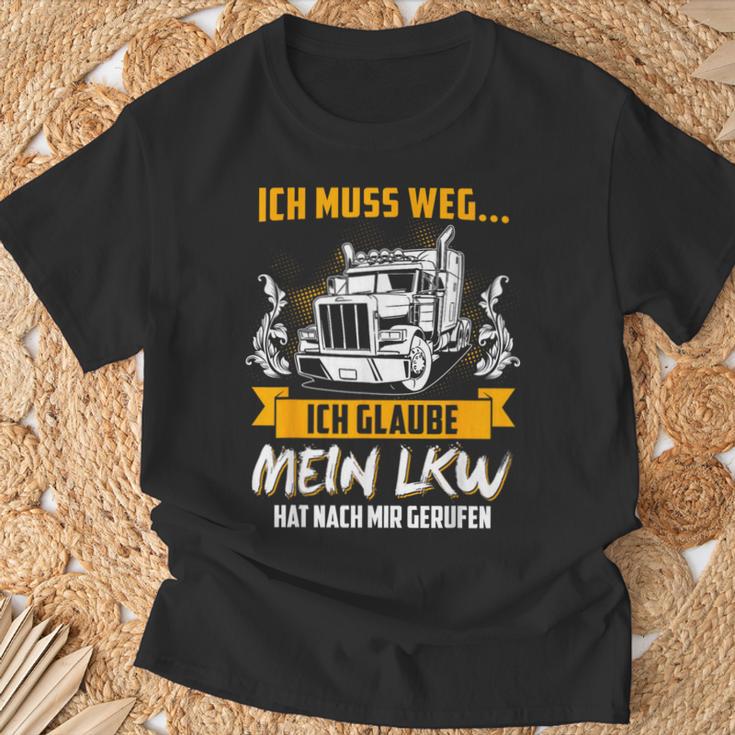 Ich Muss Weg Ich Glaub Mein Lkw Hat Nach Mir Gerufen T-Shirt Geschenke für alte Männer