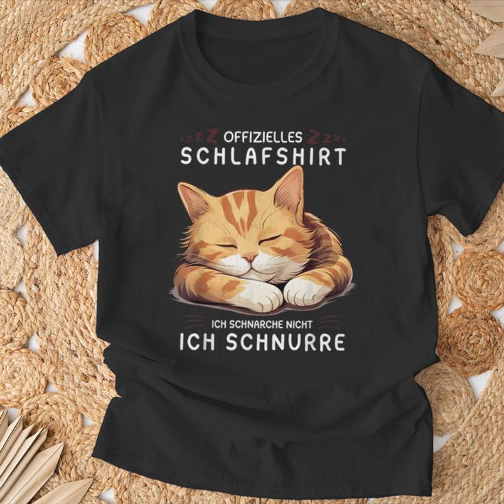 Ich Schnarche Nicht Ich Schnurre Katze Schlaf Damen T-Shirt Geschenke für alte Männer