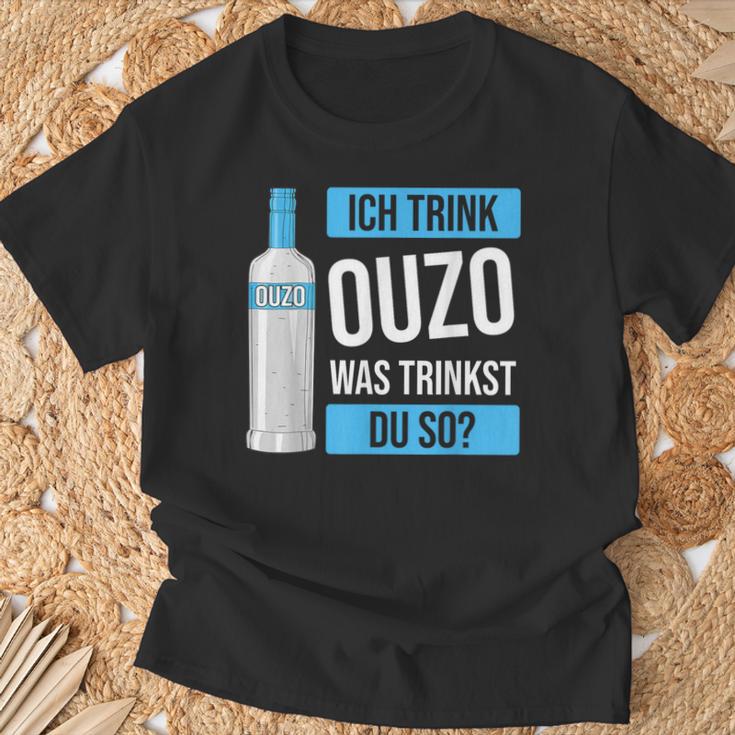 Ich Trink Ouzo Was Trinkst Du So Greece Schnaps Ouzo T-Shirt Geschenke für alte Männer