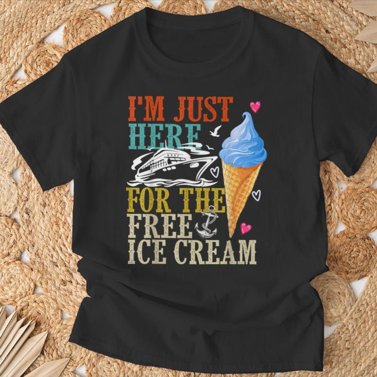 I'm Just Here For The Free Ice Cream Cruise Lover 2024 T-Shirt Gifts for Old Men