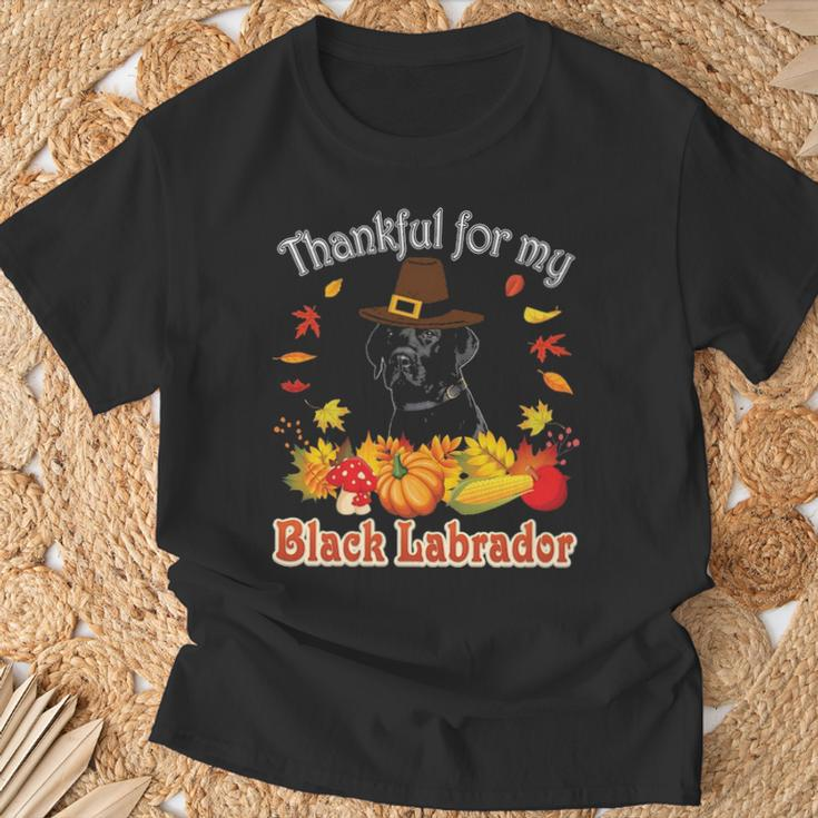 I'm Thankful For My Black Labrador Dog Lover Pumpkin Fall T-Shirt Gifts for Old Men