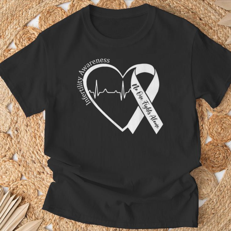 Infertility Awareness Heart Orange Ribbon Ivf Transfer Day T-Shirt Gifts for Old Men