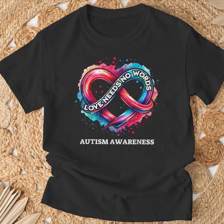 Infinity Heart Love Needs No Words Autism Awareness Tie Dye T-Shirt Gifts for Old Men