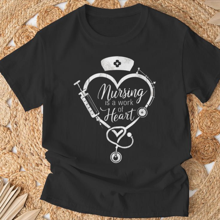 International Nurses Day 2024 Nursing Is A Work Of Heart T-Shirt Gifts for Old Men