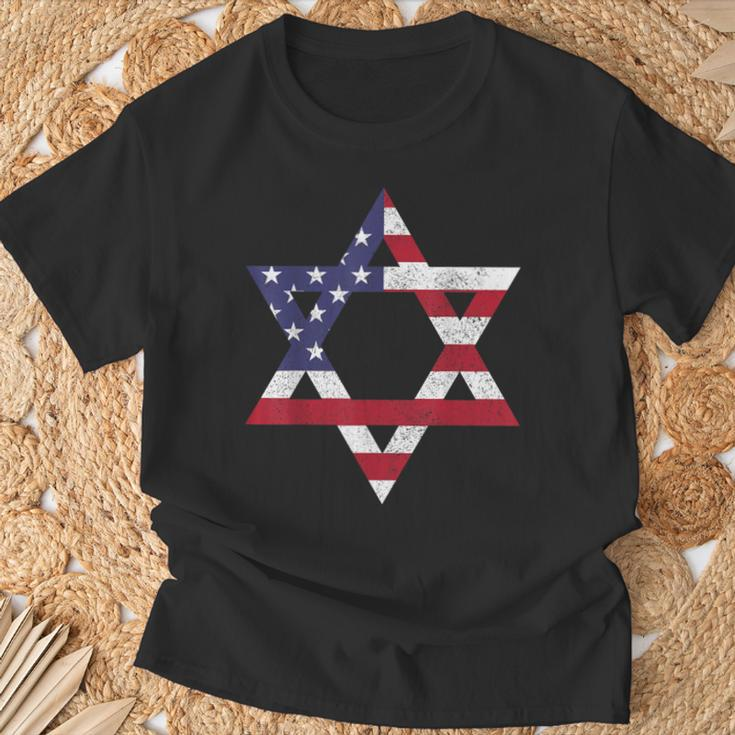 Israel American Flag Star Of David Israelite Jew Jewish T-Shirt Gifts for Old Men
