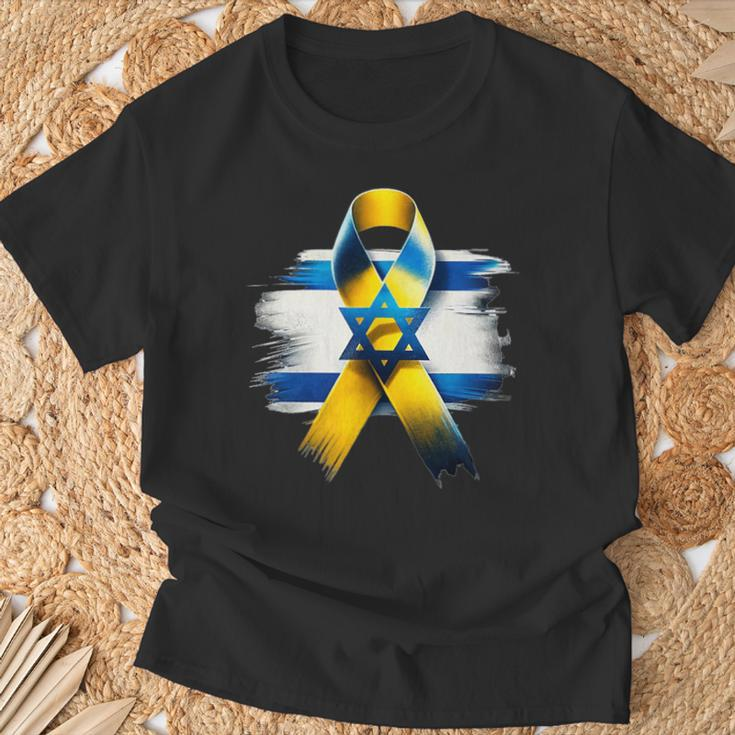 Israel Flag Yellow Ribbon Bring Them Home Now Israel T-Shirt Gifts for Old Men