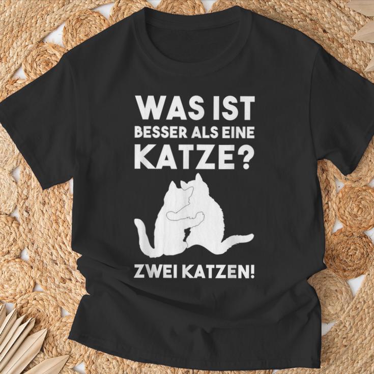 Was Ist Besser Als Eine Katze Katzen Fans T-Shirt Geschenke für alte Männer