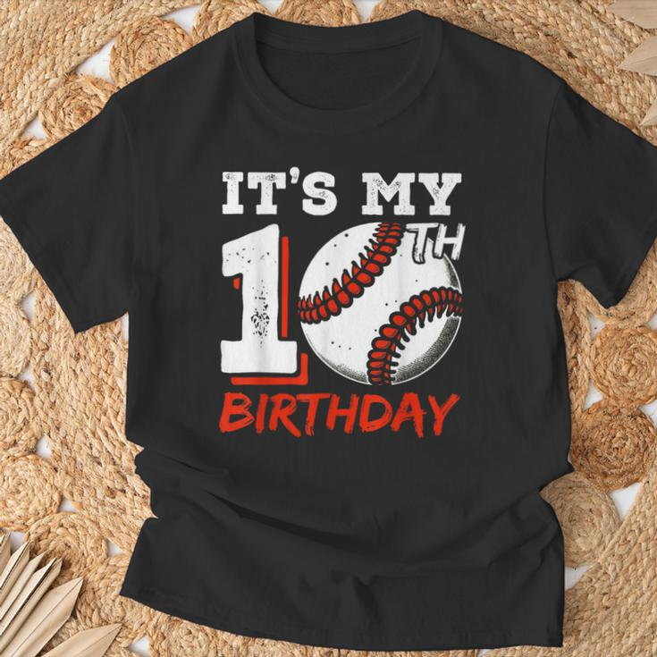 It's My 10Th Birthday Baseball Player 10 Years Old Boys Bday T-Shirt Gifts for Old Men