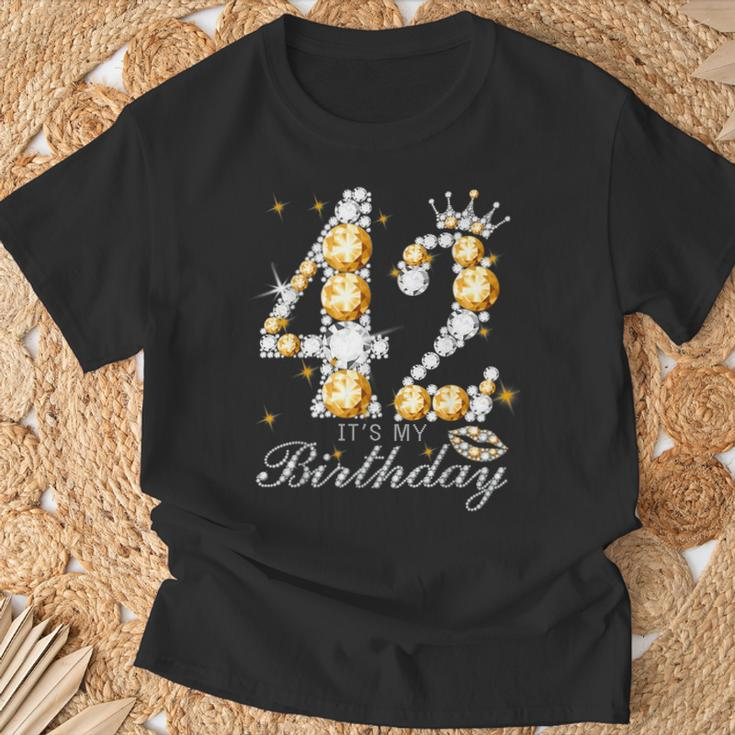 It's My 42Th Birthday Queen 42 Years Old Shoes Crown Diamond T-Shirt Gifts for Old Men