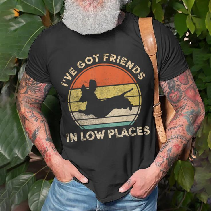 I've Got Friends In Low Places Dachshund Wiener Dog T-Shirt Gifts for Old Men