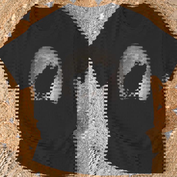 Jabalí Mirando A La Luna Camiseta unisex Regalos para ancianos