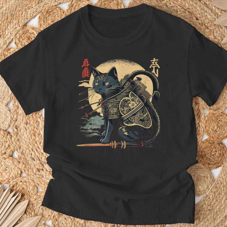 Japanese Samurai Cat Tattoo Vintage Kawaii Ninja T-Shirt Gifts for Old Men