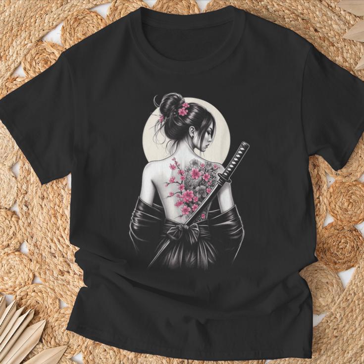 Japanische Samurai-Kriegerin Geisha T-Shirt Geschenke für alte Männer