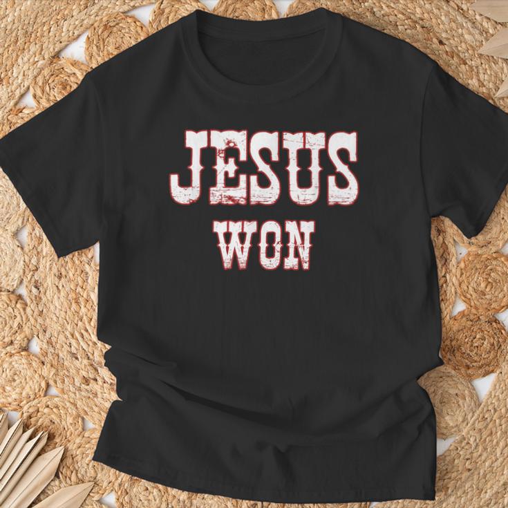 Jesus Won Texas Christianity Religion Jesus Won Texas T-Shirt Gifts for Old Men