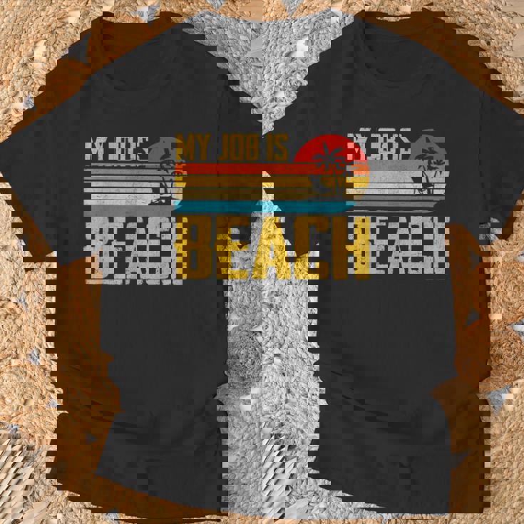 My Job Is Beach Retro Summer Vacation Beach T-Shirt Gifts for Old Men