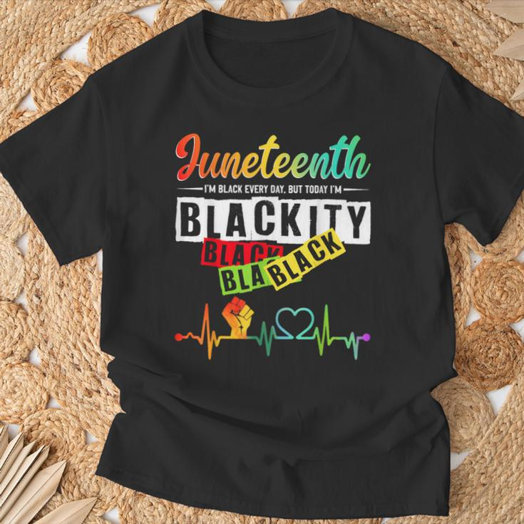 Junenth Blackity Heartbeat Black History African America T-Shirt Gifts for Old Men