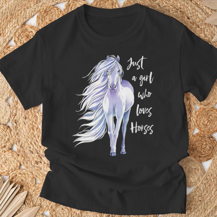 Just A Girl Who Loves Horses Horse Riding Women T-Shirt Gifts for Old Men
