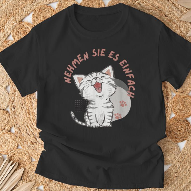 Katzen Anmutige Begleiter Nehmen Sie Es Einfach T-Shirt Geschenke für alte Männer