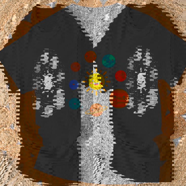 Kawaii Solar System Niño Lindo Planetas Cumpleaños Niños Camiseta unisex Regalos para ancianos