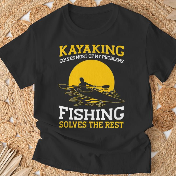 Kayaking Canoeing Kayak Angler Fishing T-Shirt Gifts for Old Men