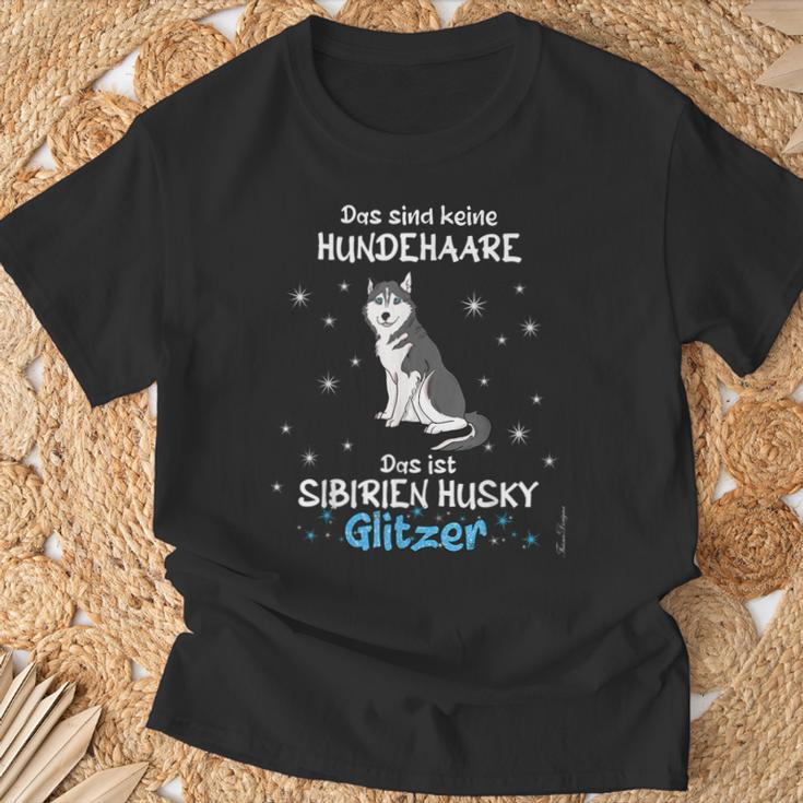Keine Hundehaare Das Ist Hunde Siberien Husky Glitter T-Shirt Geschenke für alte Männer