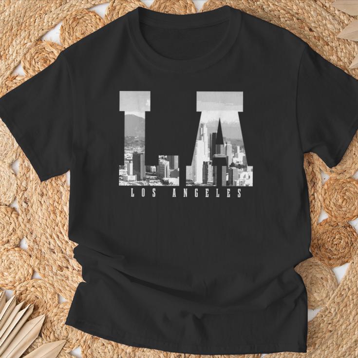 La Los Angeles California Skyline Usa Vintage Souvenir Black T-Shirt Geschenke für alte Männer