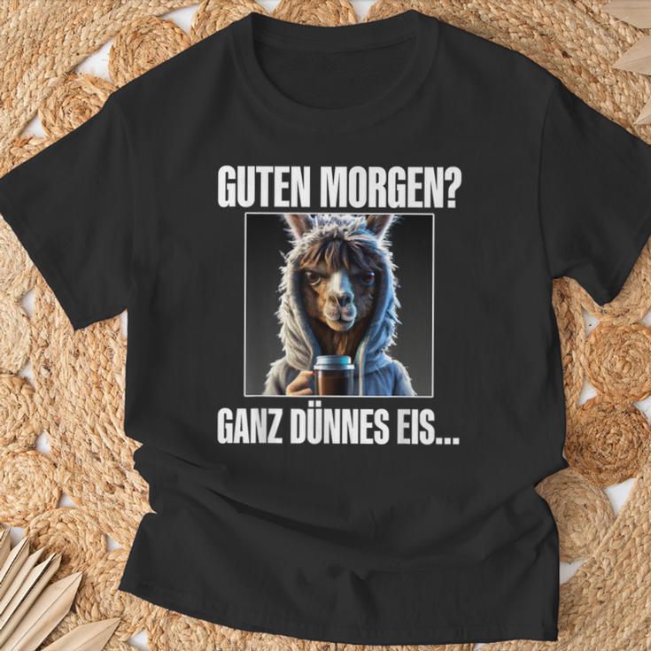 Lama Kaffee Morgenschen Guten Morgen Ganz Thinnes Ice Cream T-Shirt Geschenke für alte Männer