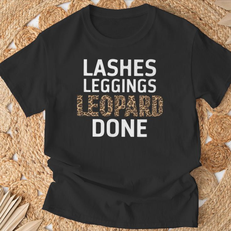Lashes Leggings Leopard Done Lustiges Herbst Herbst Damen T-Shirt Geschenke für alte Männer