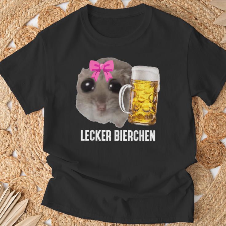 Lecker Bierchen X Sad Hamster Meme Bier Weizenbier Weißbier T-Shirt Geschenke für alte Männer