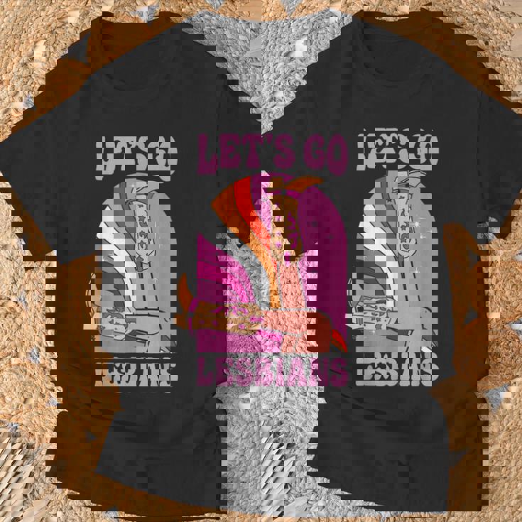 Let's Go Lesbians Lgbtq Lesbian Pride Month Cowgirl T-Shirt Gifts for Old Men