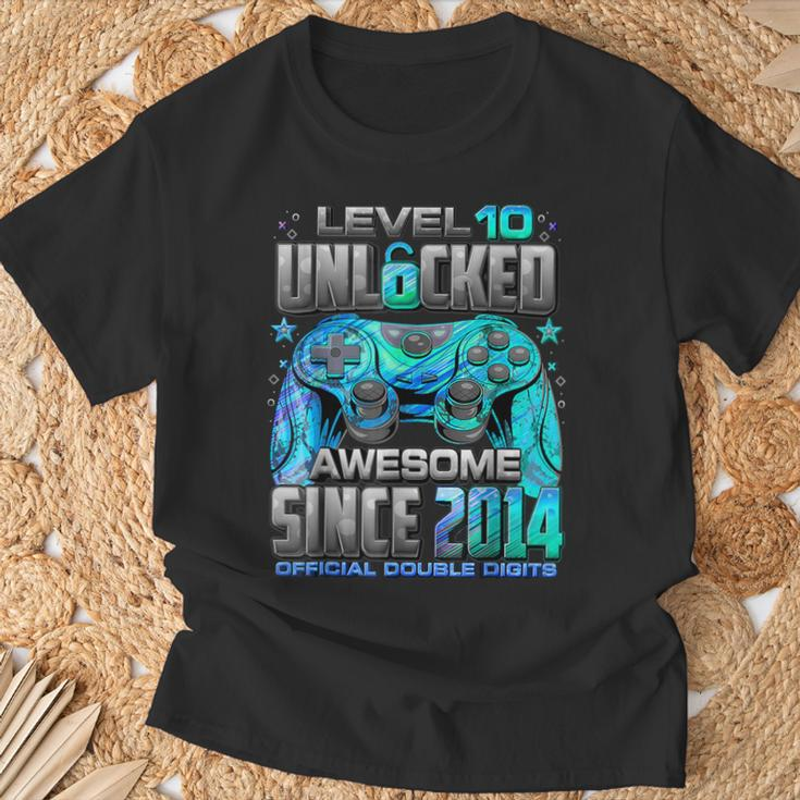 Level 10 Unlocked Awesome Since 2014 10Th Birthday GamingT-Shirt Gifts for Old Men
