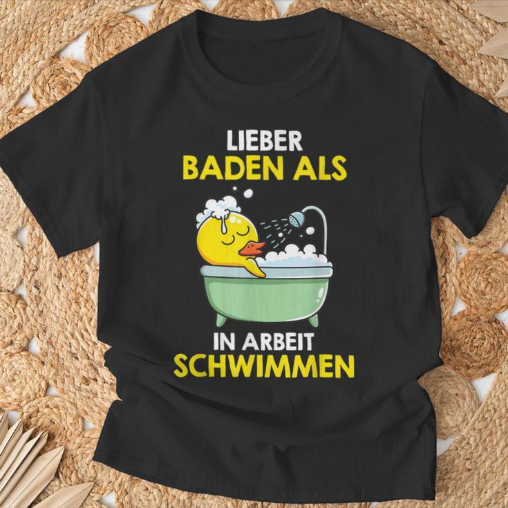 Lieber Baden Als In Arbeit Lieber Baden T-Shirt Geschenke für alte Männer