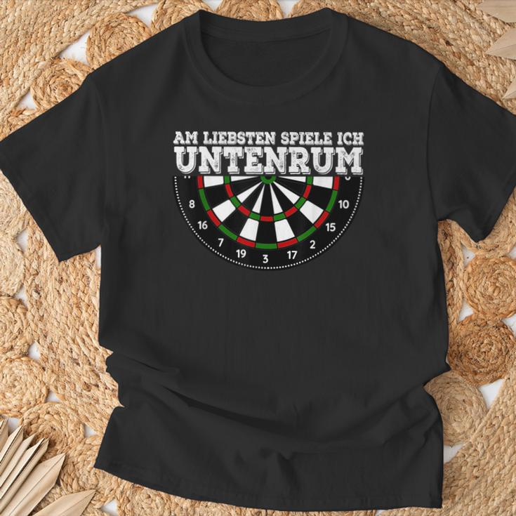 Am Liebsten Spiele Ich Untenrum Darts Dartplayer S T-Shirt Geschenke für alte Männer
